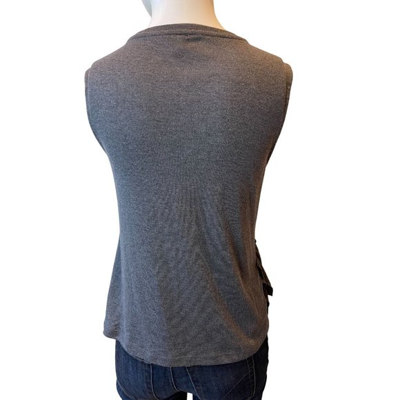 J. Crew Women Drapey Ruffle Tank Top EC4V6JA Sleeveless Round Neck Gray SZ Small - Picture 4 of 8